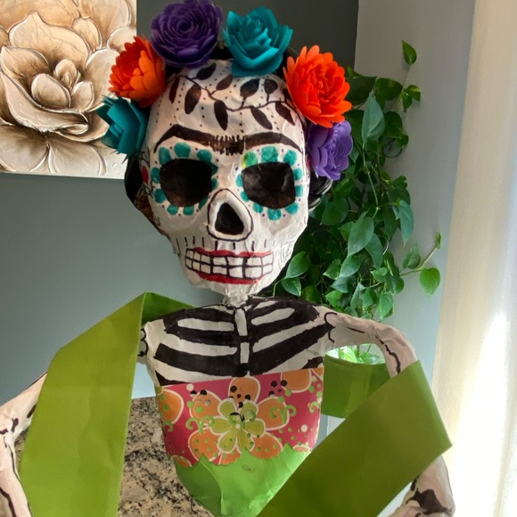 Hand Crafted | Art | Paper Mache Catrina Frida 22 Tall Dia De Muertos ...